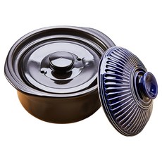 日本佐治陶器 2合炊飯鍋 菊花系列 日本製 1.2L, 深藍色, 1個, 19.5cm