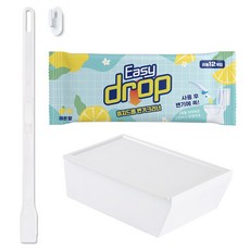Easy drop 一次性馬桶清潔刷替換裝 12入+手柄+專用環+專用收納盒組, 1套, 白色