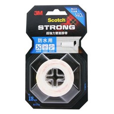 3M Scotch 超強力雙面膠帶 防水用 V1807N 18mm x 1.5m, 紅色, 1捲