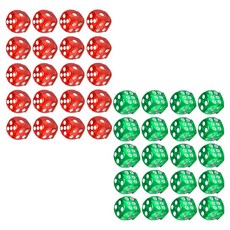 dasasadang.com透明骰子 16mm 2種*20入組, 1套, 紅色, 綠色