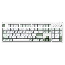 한성컴퓨터 OfficeMaster 멤브레인 저소음 키스킨 볼륨노브 LED 사무용 풀배열 유선 키보드, GK101, 말차라떼, 제조사축