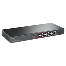 티피링크 16포트 PoE+ 10/100 Mbps 2포트 기가비트 랙 마운트 스위칭허브, 1개, TL-SL1218MP
