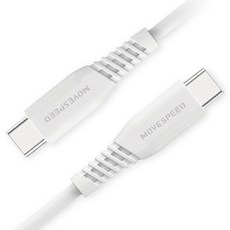 무브스피드 60W USB-C타입-C타입 충전 케이블 T04, 화이트, 1개, 120cm