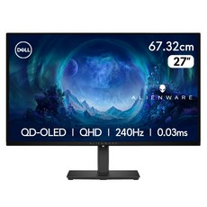 델 QHD 에일리언웨어 QD OLED 240Hz 0.03ms 게이밍 모니터, 67.32cm, AW2726DM