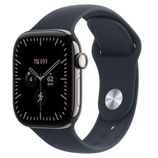 Apple 2026 애플워치 시리즈 12, 네츄럴, 42mm, GPS+Cellular, 티타늄, 네이비 블루 스포츠 밴드, M/L