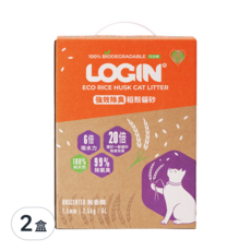 LOGIN 洛格 強效除臭稻殼貓砂，6倍吸水力，優於一般貓砂除臭效果, 5kg, 2組