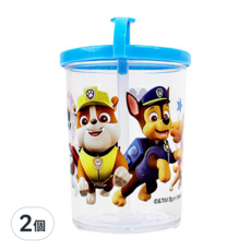 nickelodeon 汪汪隊立大功 吸管杯, 280cc, 耐熱PP塑膠材質, 2個, 藍