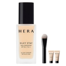헤라 실키 스테이 24H 롱웨어 파운데이션 30g + 브러쉬 + 미니 파운데이션 5g 2p 세트, 21W1 웜 바닐라, 1세트