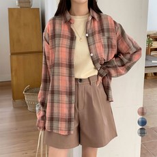 afinar 女用寬鬆長袖格紋襯衫