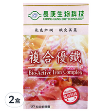 長庚生物科技 複合優鐵軟膠囊, 90粒裝，含維生素B6, B12, E, 葉酸, 鐵, 90顆, 700mg, 2盒