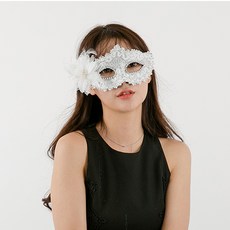 派對秀威尼斯花朵半面具 3入, 白色的