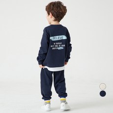 롤리트리 아동용 특양면 레이어드 맨투맨 조거 상하의 세트 BL 리트리아동용특양면레이어드맨투맨조거상하의 세트 BL