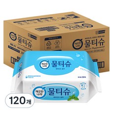 깨끗한나라 페퍼민트 휴대용 물티슈 리필형, 30매, 120개