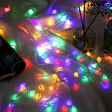 [쿠팡수입] 크리스마스 LED 앵두 줄 전구 50구 + 리모컨, 멀티