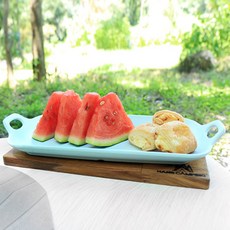 칠린 멜라민 웨어 직사각 핸들 플레이트, 하늘빛그레이
