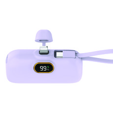 뉴클 PD 고속 22.5W 도킹형 보조배터리 메인 8핀 + 서브 C타입 스트랩 5000mAh, NCPB-5KPD-13-LGC(메인 8핀+서브 C타입 스트랩), 퍼플