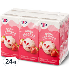 배스킨라빈스 베리베리 스트로베리 우유, 190ml, 24개