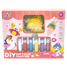 OhBabyLaugh 免烤膠畫 Set, DIY軟膠彩繪套裝, 3+ ages, A4.公主款 黃色, 1盒