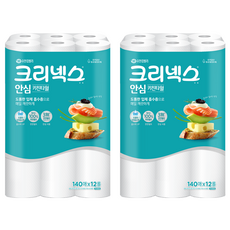 크리넥스 천연펄프 클래식 안심 키친타올 140매, 24개