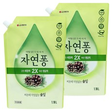 [비건라이프] 자연퐁 찌든때 걱정없는 솔잎 주방세제 파우치형, 1.18L, 2개