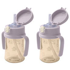 베베락 국내 제조 아이와 PPSU 원터치 빨대컵 210ml, 2개, 라벤더 2개, 라벤더