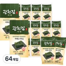 광천김 파래 도시락김, 4g, 64개