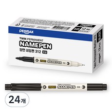 펜맥스 트윈 네임펜 312, Black, 24개