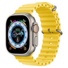 Apple 애플워치 Ultra 오션 밴드 49mm GPS+Cellular 티타늄 케이스, 옐로 Regular