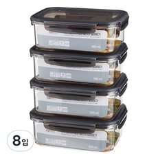 코멧 국내생산 BPA FREE 클리어 밀폐용기 900ml, 8개, 단품 8입, 단품