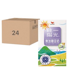 統一陽光 無加糖豆奶, 非基因改造黃豆製成, 每瓶含8.5克蛋白質, 250ml x 24入