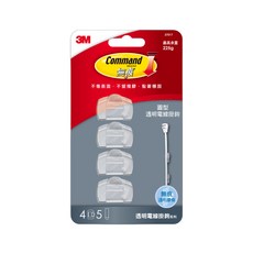 3M Command 無痕 圓型電線掛鉤 37017 4個, 透明色, 1組