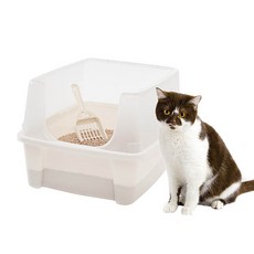 아이리스 평판 오픈형 고양이 화장실 CLH-12 + 모래삽, 화이트