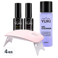 유키 미니 젤네일 세트, 베이스젤 5g + 탑젤 5g + 젤클리너 100ml + SUN 젤램프, 4세트
