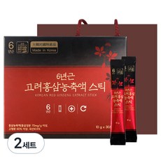 정원삼 6년근 고려홍삼 농축액 스틱 30개입 + 쇼핑백, 300g, 2세트