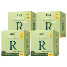 Rael All Green蝶翼衛生棉, M(25cm), 12片, 4盒