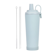 磁吸提手陶瓷內膽保溫珍奶隨行杯, 830ml, 不鏽鋼+矽膠材質, 奶茶色/墨黑色/深灰色/霧霾藍, 淺藍色, 1個
