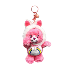 Care Bears 療癒立體造型絨毛公仔鑰匙圈掛飾，聚酯纖維，兔子款/恐龍款, 17cm, 兔耳粉, 1個