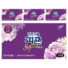 피죤 건조기용 시트 섬유유연제 시그니처 미스틱레인 본품, 120매, 4개