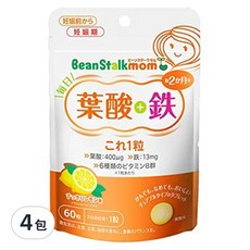 Bean Stalk 葉酸鐵營養錠, 快速補充孕媽所需, 含多種維生素，幫助吸收補充營養, 60顆, 4包