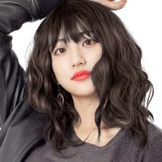 팜므 긴머리 웨이브 투톤 통가발 + 가발망, 블랙브라운, 1세트