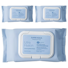 미샤 수퍼 아쿠아 울트라 히알론 클렌징 워터 티슈 캡형, 30개입, 3개 30개입, 3개