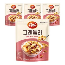 Post 蔓越莓杏仁穀片, 570g, 4包