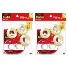 스카치 테이프 디스펜서 581D 18mm x 15mm 1개 + 550리필 18mm x 30mm 3개, 투명, 2세트