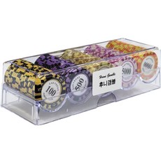 후니갬블 라스베가스 클레이 포커칩 5종 x 20p + 아크릴케이스 세트, 혼합숫자, 1개