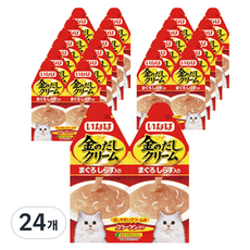 이나바 고양이 금빛육수 크림 파우치 2p, 혼합맛(참치/치어), 60g, 24개 혼합맛(참치/치어), 60g, 24개