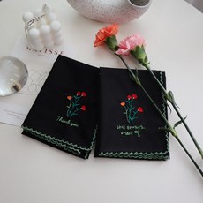 Maison Textile康乃馨刺繡手帕 2件組 再次出生也是爸爸的女兒+謝謝