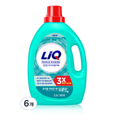 리큐 진한겔 딥클린 트리플파워 일반용 액상세제 본품, 3.5L, 6개