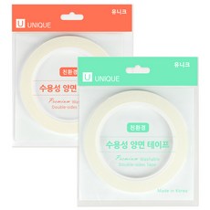 유니크 친환경 수용성 양면 수선 테이프 5mm + 테이프 8mm, 1세트, 투명