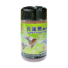 AQUAFUN 水之樂 孔雀魚飼料, 半浮沉性, 天然原料製成, 適用於所有高級熱帶魚, 100g, 1罐