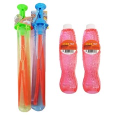 特大號肥皂泡棒+特大容量補充液套組, 混色, 1套, 泡泡玩具棒280ml 2支+補充泡泡水 500ml 2瓶